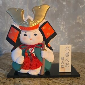 Vintage Lovely Doll Of Kawasaki Co Ltd Samurai Warrior Clay Doll Made In Japan